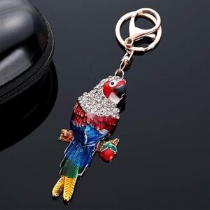 Colorful Parrot Rhinestone Bag Charm Keychain